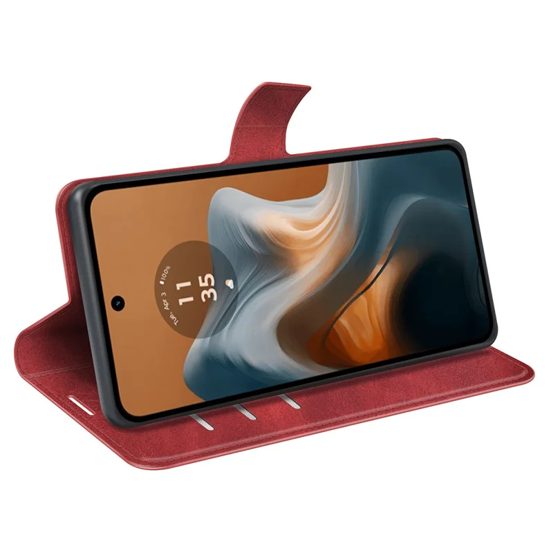 For Motorola Moto G45 5G / G34 5G Case PU Leather Wallet Folding Phone Cover - Red