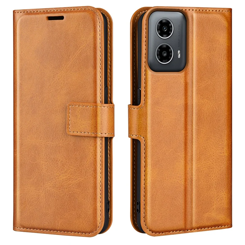 For Motorola Moto G45 5G / G34 5G Case PU Leather Wallet Folding Phone Cover - Yellow