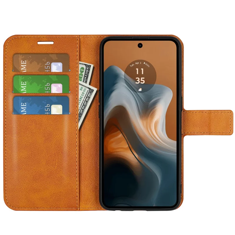 For Motorola Moto G45 5G / G34 5G Case PU Leather Wallet Folding Phone Cover - Yellow
