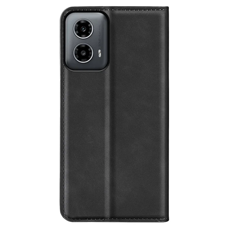 Für Motorola Moto G34 5G Hülle PU Leder Stand View Magnetic Protect Telefonabdeckung - Schwarz