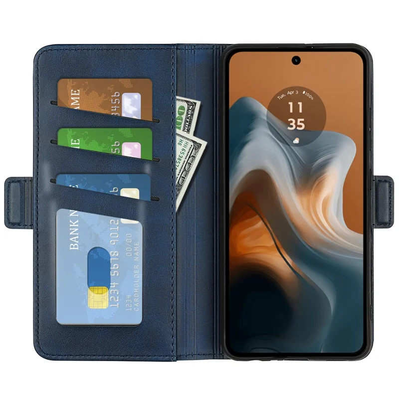 For Motorola Moto G45 5G / G34 5G Case Dual Magnetic Clasp Stand Protective Cover - Blue