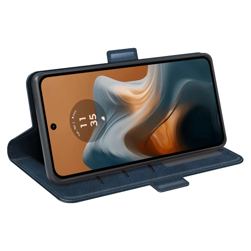 For Motorola Moto G45 5G / G34 5G Case Dual Magnetic Clasp Stand Protective Cover - Blue