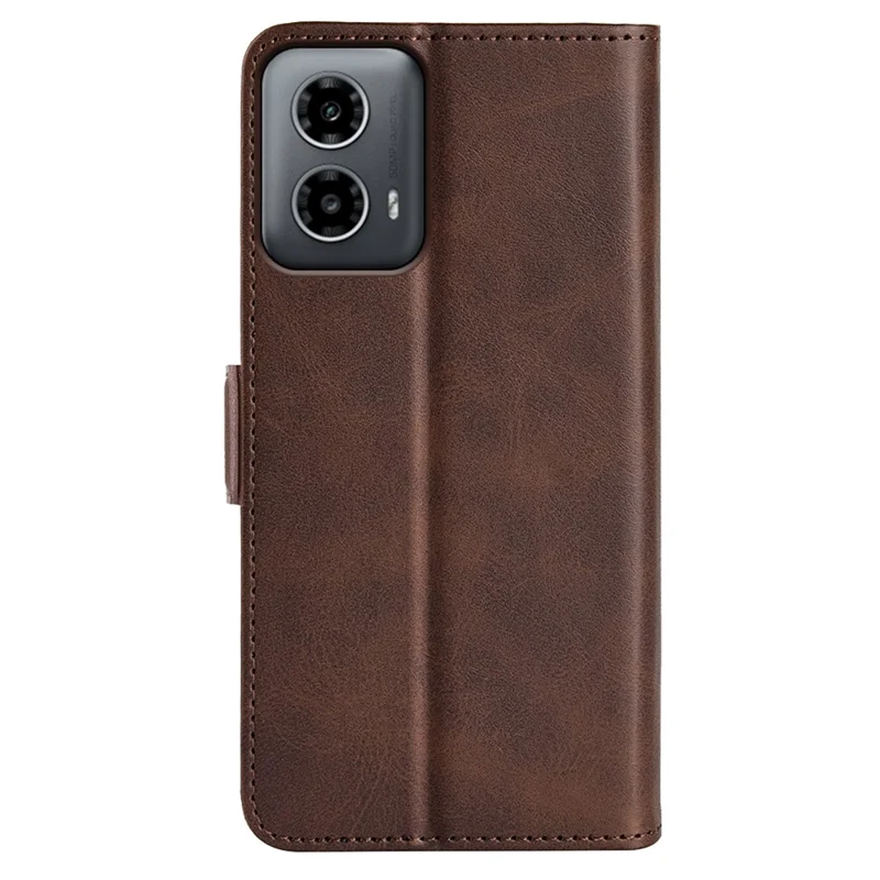 For Motorola Moto G45 5G / G34 5G Case Dual Magnetic Clasp Stand Protective Cover - Brown