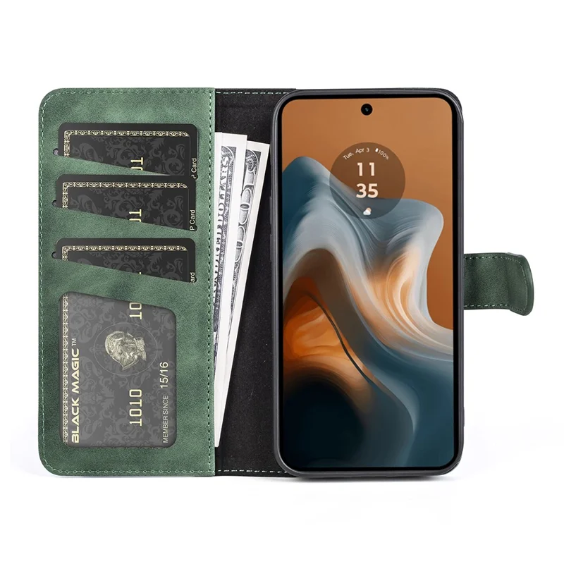 For Motorola Moto G45 5G / G34 5G Case Wallet Color Splicing Leather Shockproof Phone Cover - Green