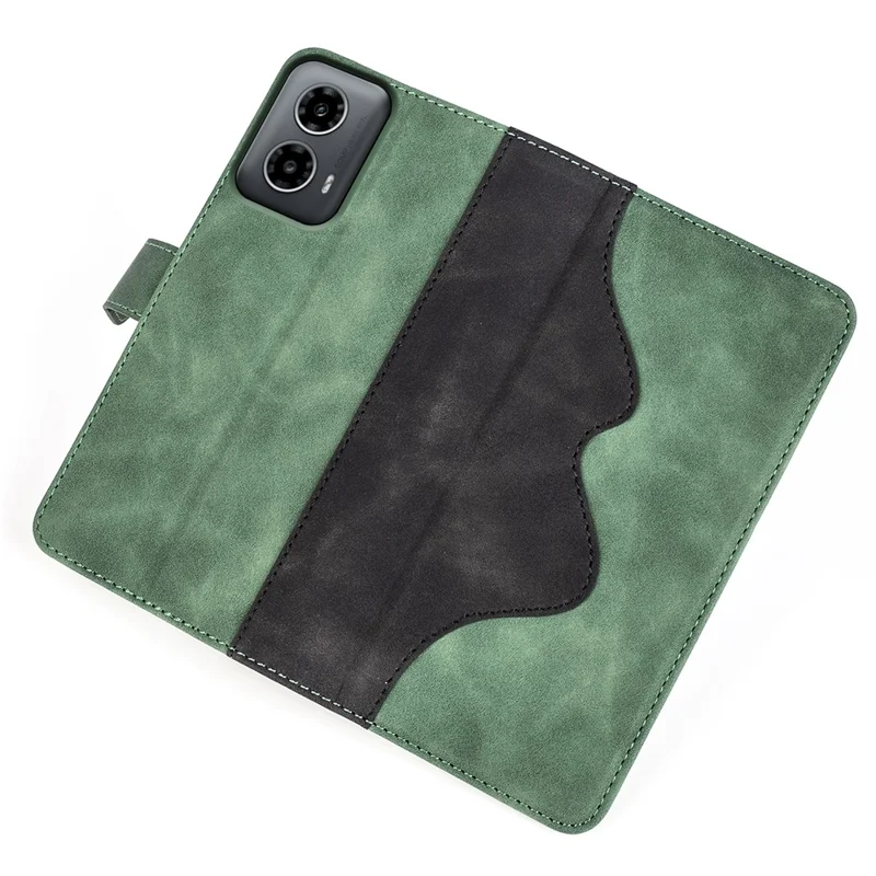 For Motorola Moto G45 5G / G34 5G Case Wallet Color Splicing Leather Shockproof Phone Cover - Green