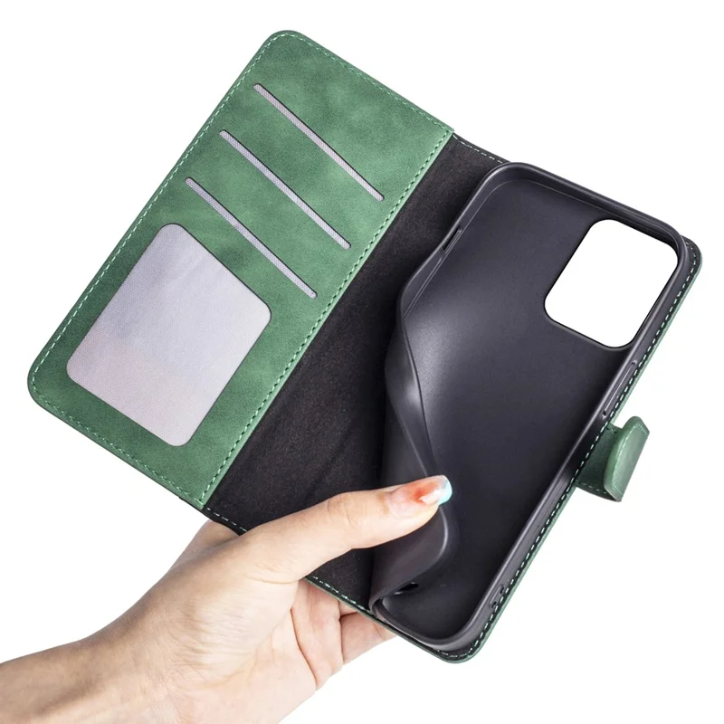 For Motorola Moto G45 5G / G34 5G Case Wallet Color Splicing Leather Shockproof Phone Cover - Green