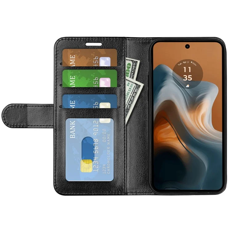 Per Motorola Moto G45 5G / G34 5G Custodia Folio in Pelle PU Custodia Portafoglio per Cellulare Texture Crazy Horse - Nero