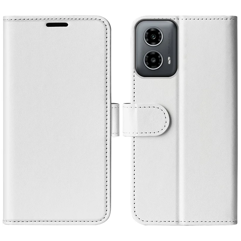 For Motorola Moto G45 5G / G34 5G Case Folio PU Leather Wallet Phone Cover Crazy Horse Texture - White