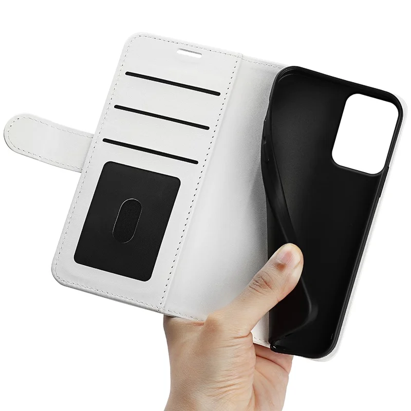 For Motorola Moto G45 5G / G34 5G Case Folio PU Leather Wallet Phone Cover Crazy Horse Texture - White