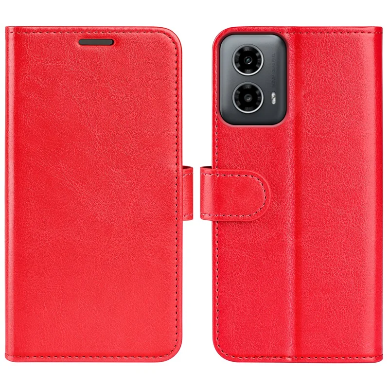 For Motorola Moto G45 5G / G34 5G Case Folio PU Leather Wallet Phone Cover Crazy Horse Texture - Red