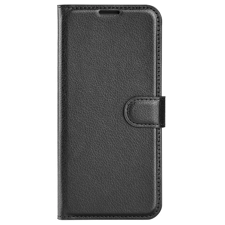 Pour Motorola Moto G34 5G Case Folio Stand View en Cuir Cover Litchi Texture - Noir