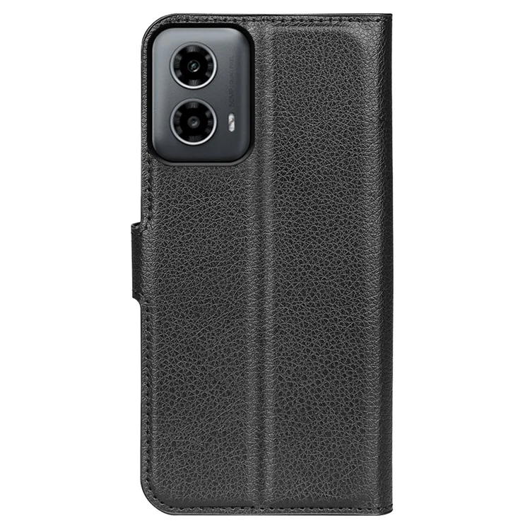 Pour Motorola Moto G34 5G Case Folio Stand View en Cuir Cover Litchi Texture - Noir