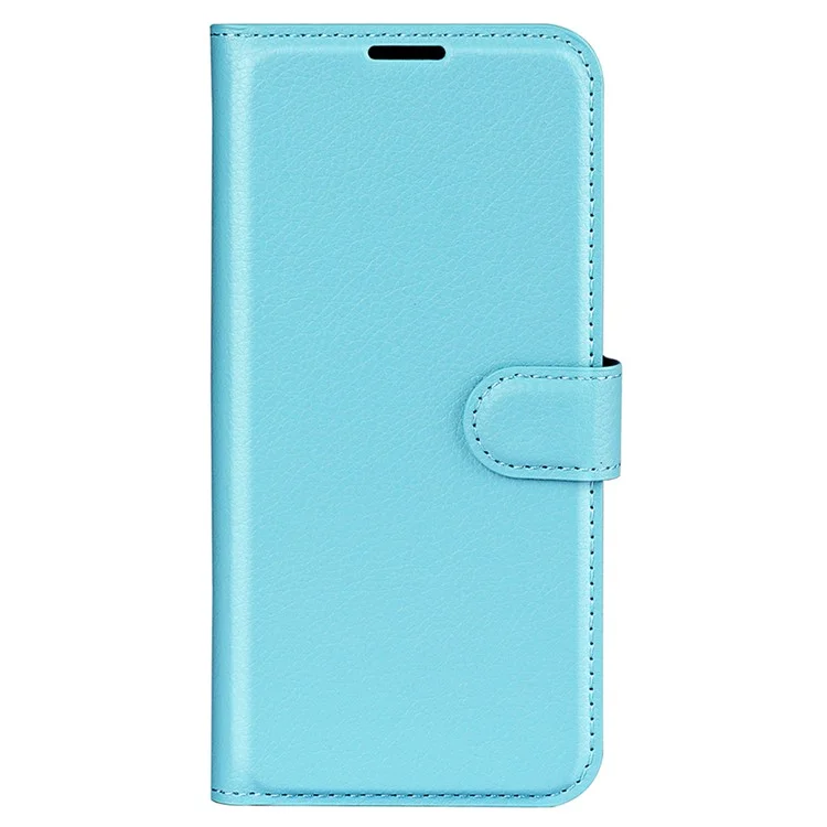 For Motorola Moto G45 5G / G34 5G Case Folio Stand View Leather Phone Cover Litchi Texture - Blue