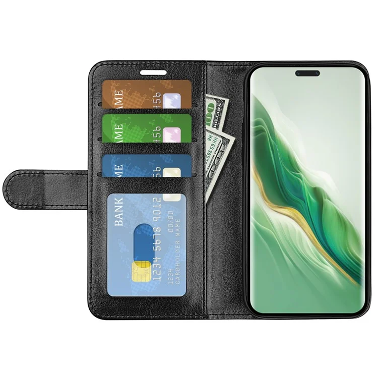 For Honor Magic6 5G Wallet Phone Case Viewing Stand Leather Flip Cover - Schwarz