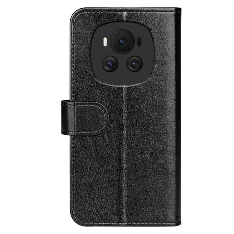For Honor Magic6 5G Wallet Phone Case Viewing Stand Leather Flip Cover - Schwarz