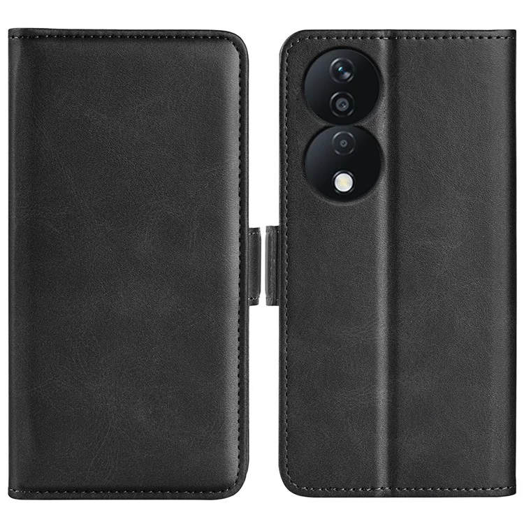 Para Honor X7b 4G / 90 Smart Cell Phone Case Dual Magnetic Clasp Leather Flip Cover - Negro