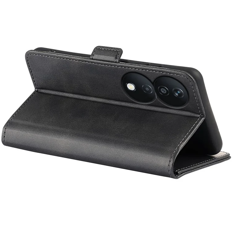 Para Honor X7b 4G / 90 Smart Cell Phone Case Dual Magnetic Clasp Leather Flip Cover - Negro