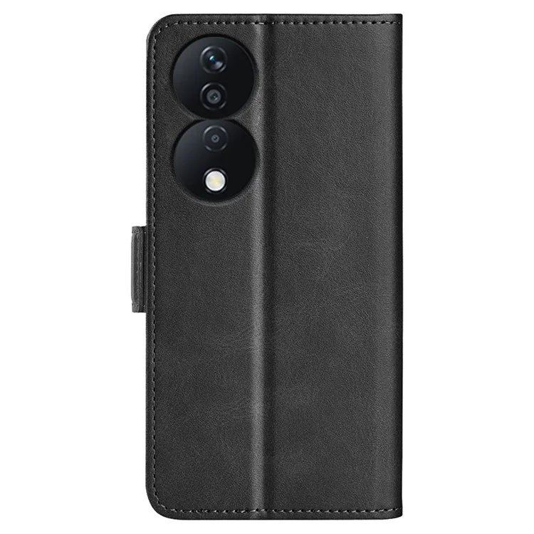 Para Honor X7b 4G / 90 Smart Cell Phone Case Dual Magnetic Clasp Leather Flip Cover - Negro