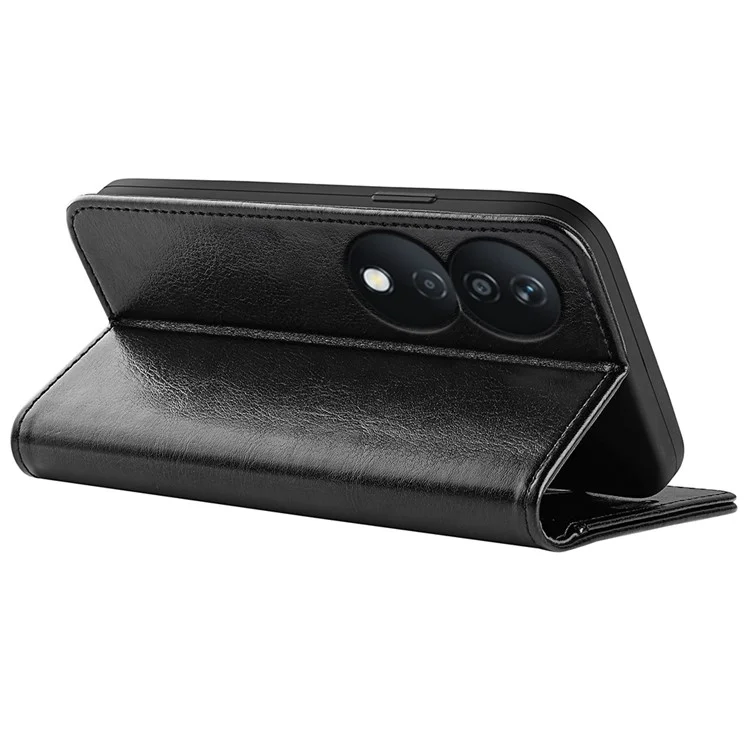 For Honor X7b 4G / 90 Smart Wallet Phone Case Shockproof PU Leather Flip Cover - Schwarz