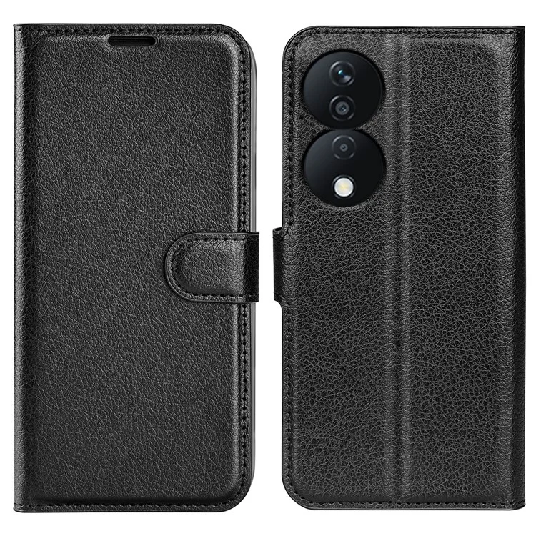 For Honor X7b 4G / 90 Smart Shockproof Case Litchi Texture PU Leather Phone Cover - Negro