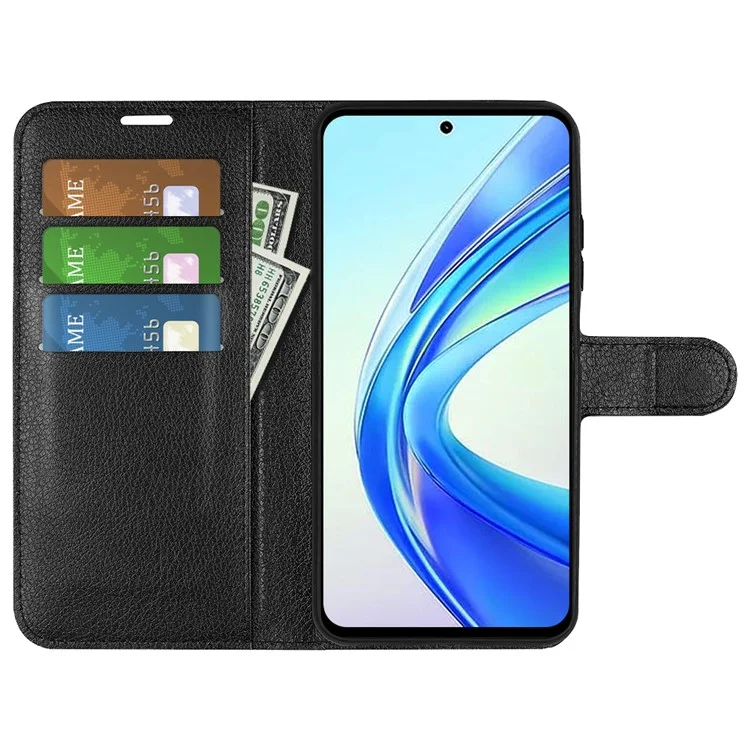For Honor X7b 4G / 90 Smart Shockproof Case Litchi Texture PU Leather Phone Cover - Negro
