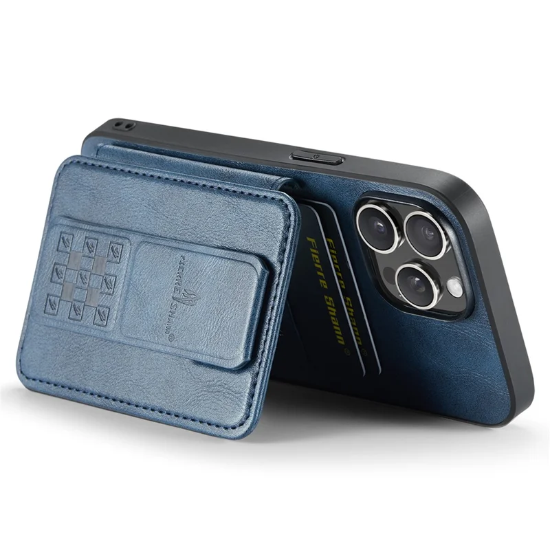 For iPhone 12 Pro Max 6.7 inch Cell Phone Case Waxy Leather+TPU Cover with Kickstand - Blue