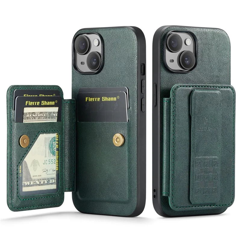 For iPhone 13 6.1 inch / 14 Case Leather Coated TPU Scratch-proof RFID Blocking Protective Shell - Green