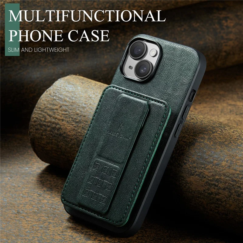 For iPhone 13 6.1 inch / 14 Case Leather Coated TPU Scratch-proof RFID Blocking Protective Shell - Green