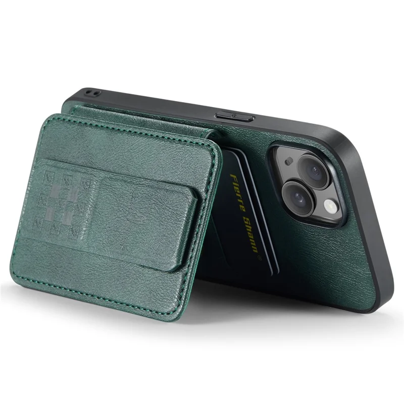 For iPhone 13 6.1 inch / 14 Case Leather Coated TPU Scratch-proof RFID Blocking Protective Shell - Green