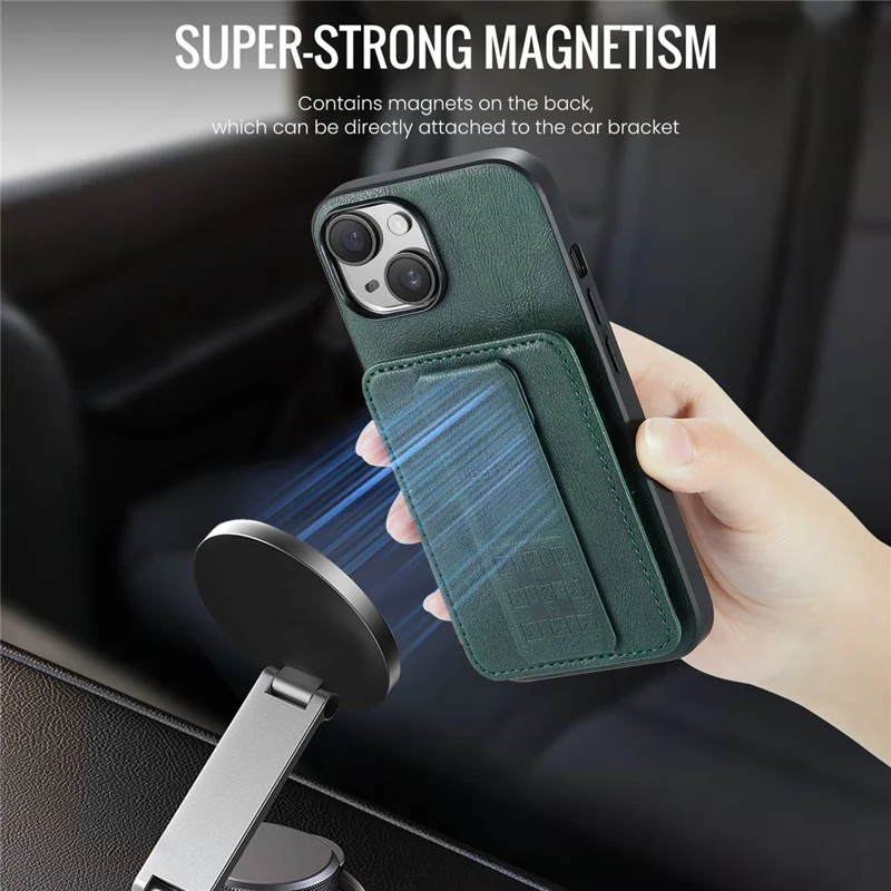 For iPhone 13 6.1 inch / 14 Case Leather Coated TPU Scratch-proof RFID Blocking Protective Shell - Green