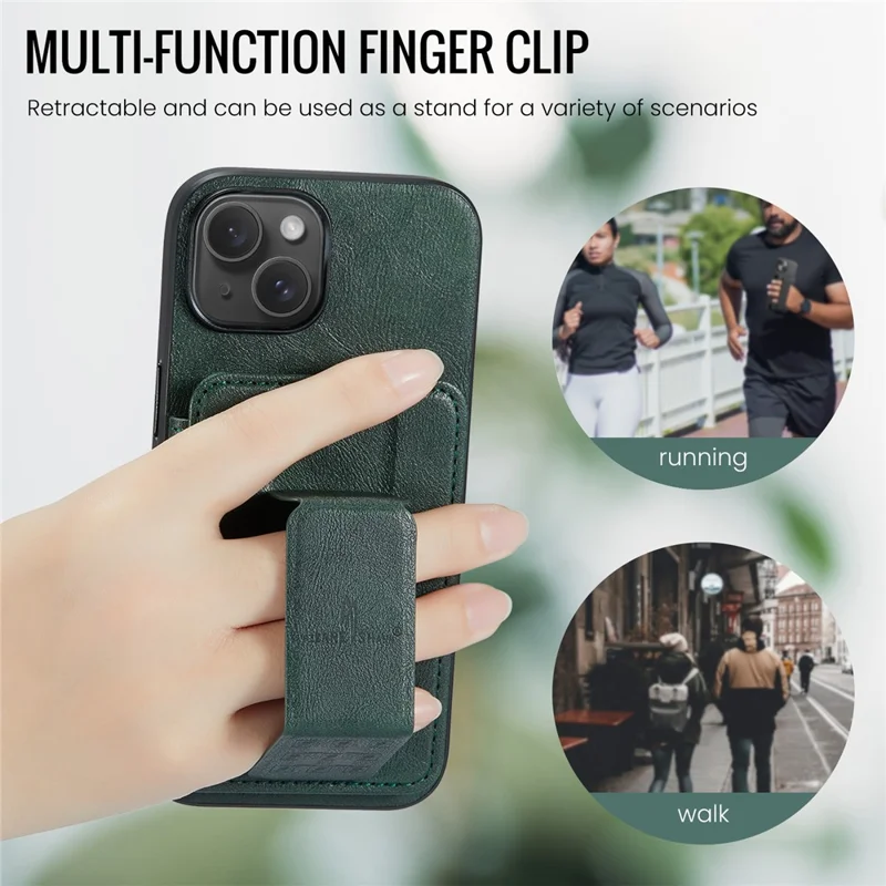 For iPhone 13 6.1 inch / 14 Case Leather Coated TPU Scratch-proof RFID Blocking Protective Shell - Green