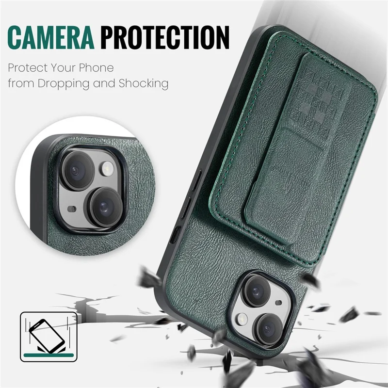 For iPhone 13 6.1 inch / 14 Case Leather Coated TPU Scratch-proof RFID Blocking Protective Shell - Green