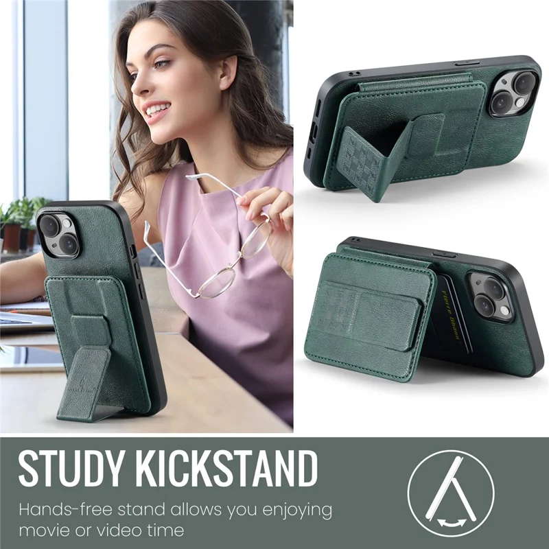 For iPhone 13 6.1 inch / 14 Case Leather Coated TPU Scratch-proof RFID Blocking Protective Shell - Green