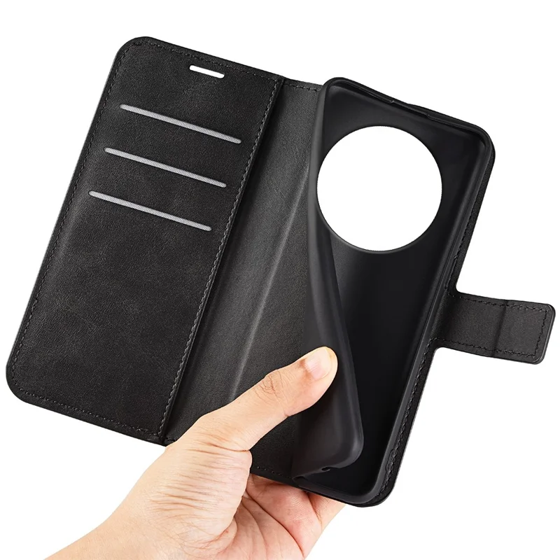For Xiaomi Redmi A3 / Poco C61 4G PU Leather Case Magnetic Closure Wallet Phone Cover - Black