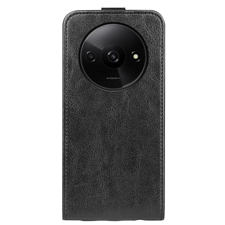 Pour Xiaomi Redmi A3 4G / Poco C61 4G Étui Vertical Flip Téléphone en Cuir Antichoc Protecteur - Noir