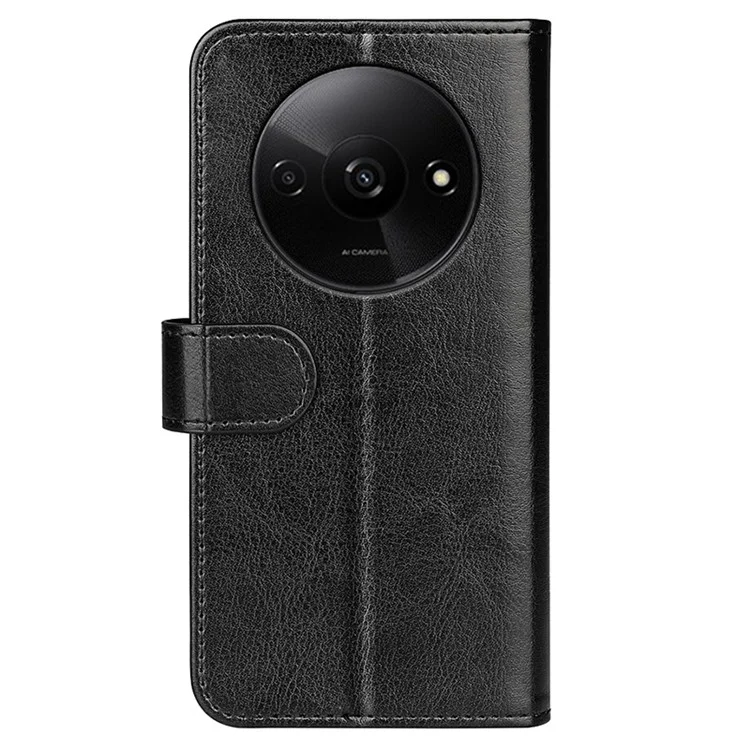 Для Xiaomi Redmi A3 4G / Poco C61 4G Чехол из искусственной кожи с текстурой "Crazy Horse" Кошелек Folio Чехол для телефона - Черный