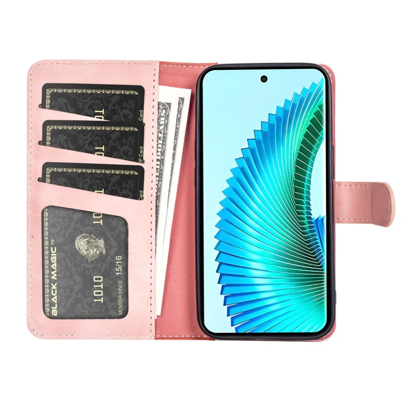 For Honor X50 5G / X9b 5G / Magic6 Lite 5G Case Color Splicing Folio Leather Cell Phone Cover - Pink