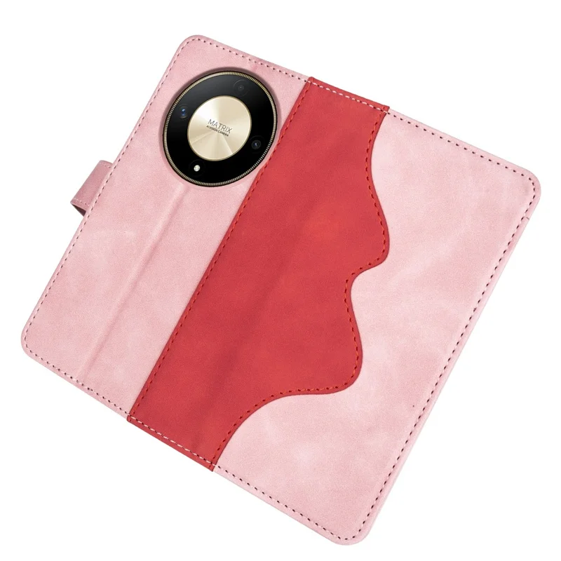 For Honor X50 5G / X9b 5G / Magic6 Lite 5G Case Color Splicing Folio Leather Cell Phone Cover - Pink