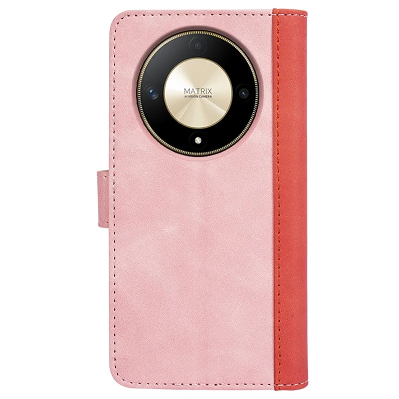 For Honor X50 5G / X9b 5G / Magic6 Lite 5G Case Color Splicing Folio Leather Cell Phone Cover - Pink