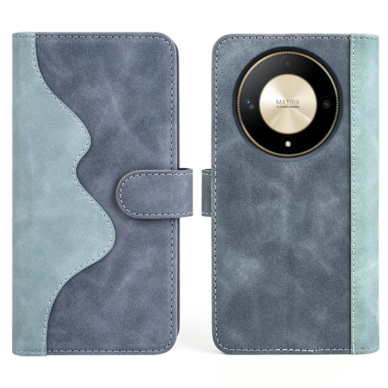 For Honor X50 5G / X9b 5G / Magic6 Lite 5G Case Color Splicing Folio Leather Cell Phone Cover - Blue