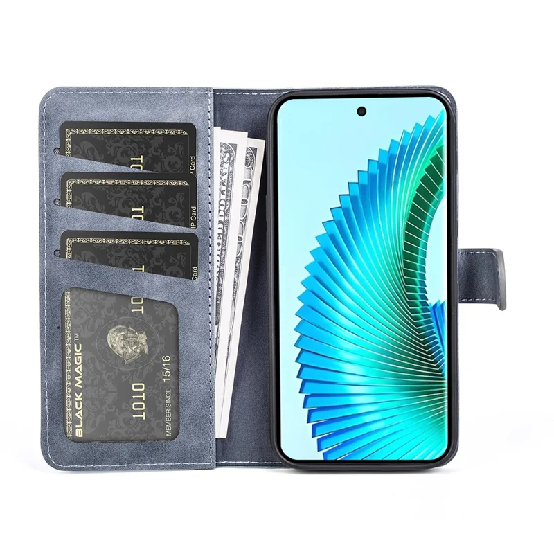 For Honor X50 5G / X9b 5G / Magic6 Lite 5G Case Color Splicing Folio Leather Cell Phone Cover - Blue