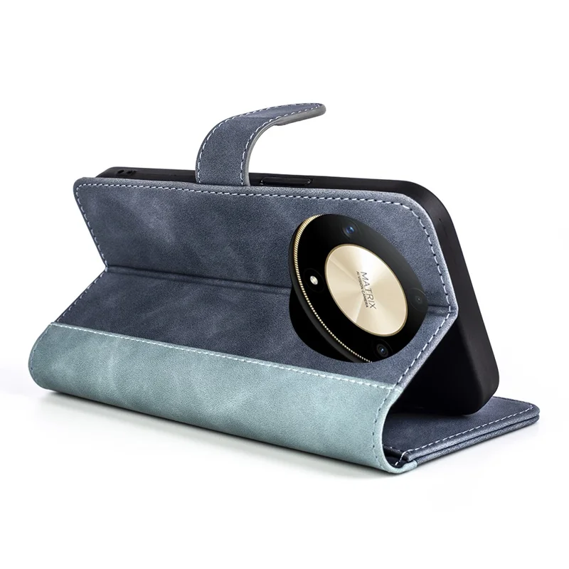 For Honor X50 5G / X9b 5G / Magic6 Lite 5G Case Color Splicing Folio Leather Cell Phone Cover - Blue