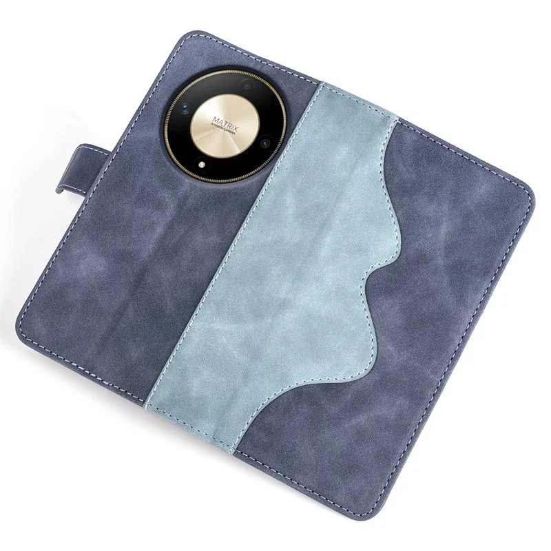 For Honor X50 5G / X9b 5G / Magic6 Lite 5G Case Color Splicing Folio Leather Cell Phone Cover - Blue