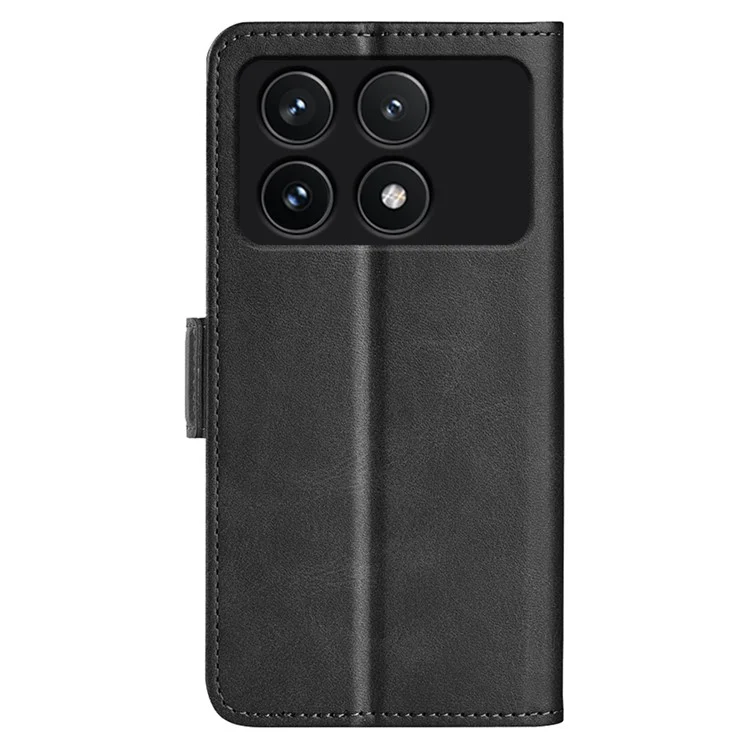 Для Xiaomi Poco F6 Pro 5G / Redmi K70 5G / K70 Pro 5G Чехол с двойным магнитным замком Кожаный флип-чехол для телефона - Черный
