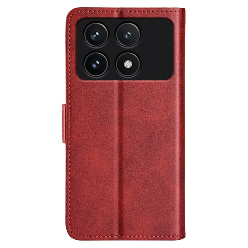 Для Xiaomi Poco F6 Pro 5G / Redmi K70 5G / K70 Pro 5G Чехол с двойным магнитным замком, кожаный флип-чехол для телефона - красный
