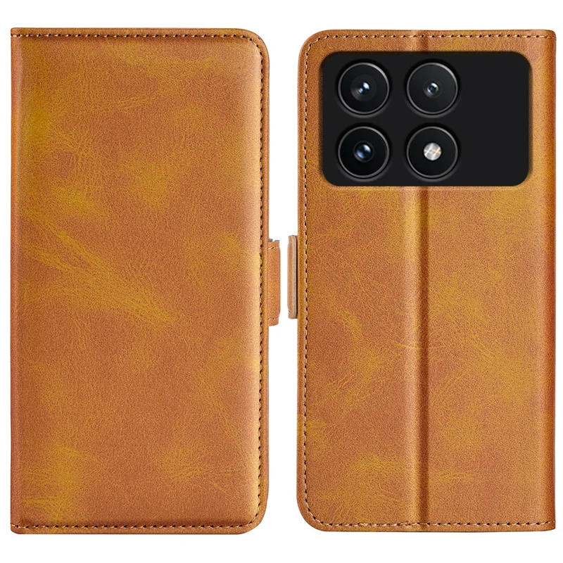 Для Xiaomi Poco F6 Pro 5G / Redmi K70 5G / K70 Pro 5G Чехол с двойной магнитной застежкой Кожаный флип-чехол для телефона - Желтый