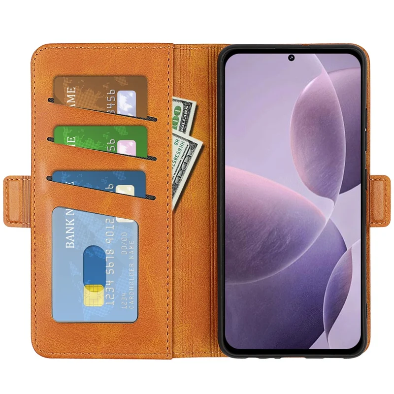 Для Xiaomi Poco F6 Pro 5G / Redmi K70 5G / K70 Pro 5G Чехол с двойной магнитной застежкой Кожаный флип-чехол для телефона - Желтый