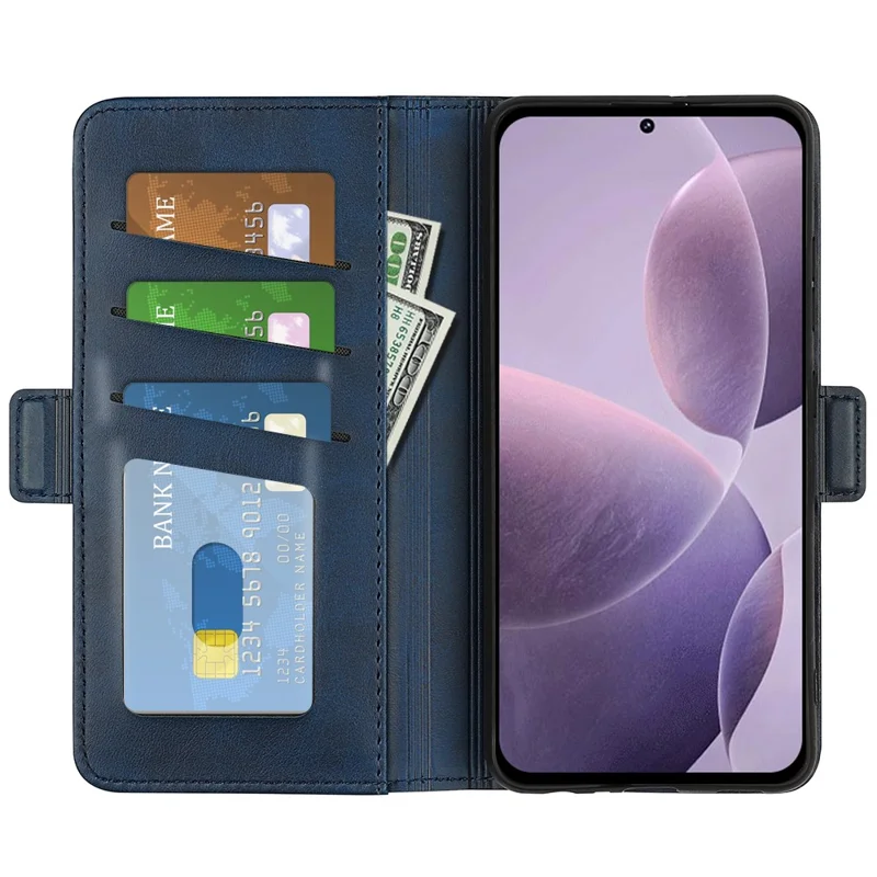 Für Xiaomi Poco F6 Pro 5G / Redmi K70 5G / K70 Pro 5G Hülle Dual Magnetischer Verschluss Leder Flip Handyhülle - Blau