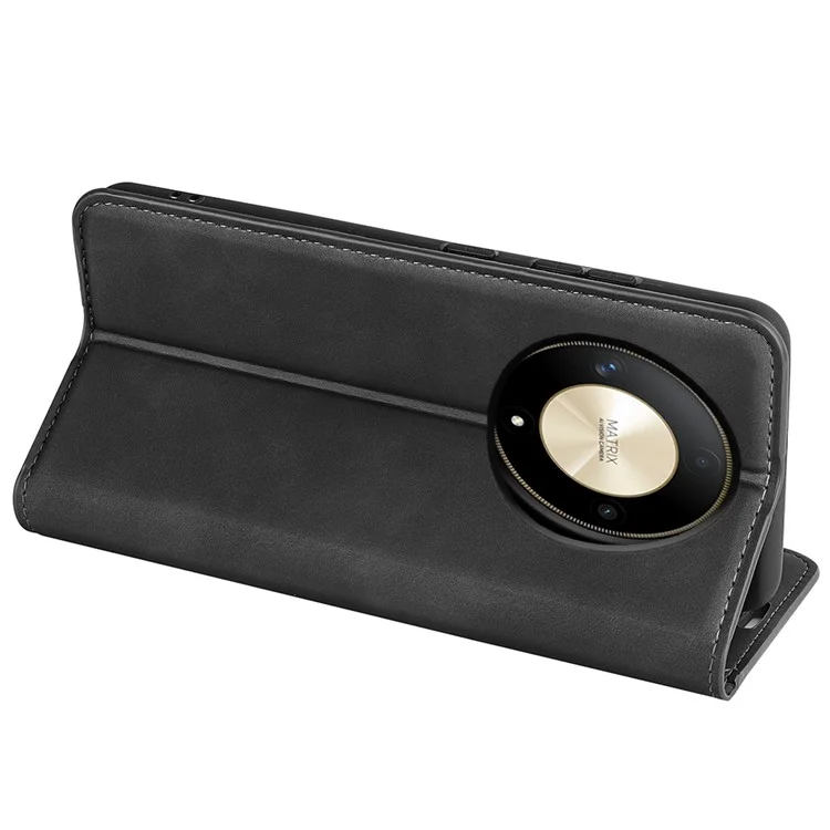 For Honor X50 5G / X9b 5G / Magic6 Lite 5G Case Skin-touch PU Leather Full Body Protective Phone Cover - Black