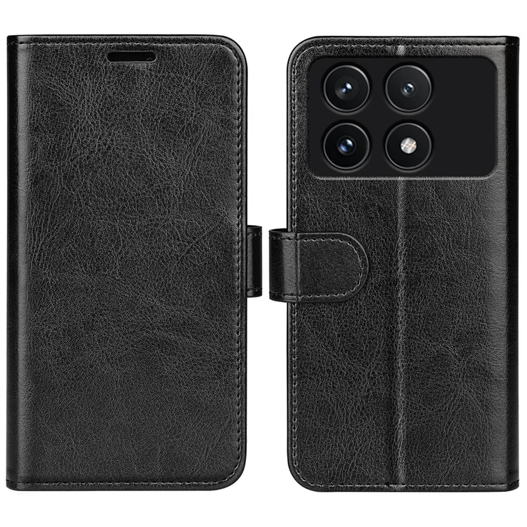 Für Xiaomi Poco F6 Pro 5G / Redmi K70 5G / K70 Pro 5G Hülle Crazy Horse Textur Lederbrieftasche Folie Cover - Schwarz